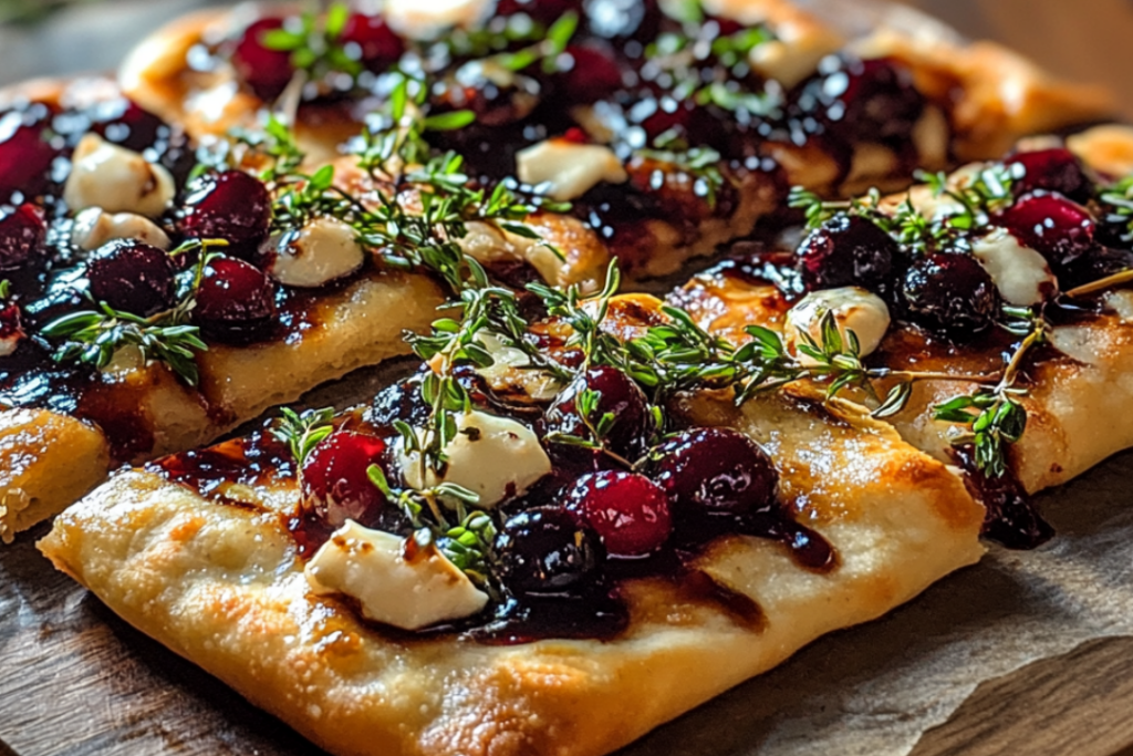 Rustic Cranberry & Balsamic Glazed Flatbread with Fresh Herbs