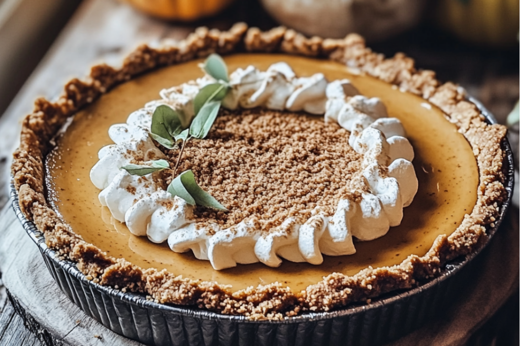 No Bake Cream Cheese Pumpkin Pie with Graham Cracker Crust