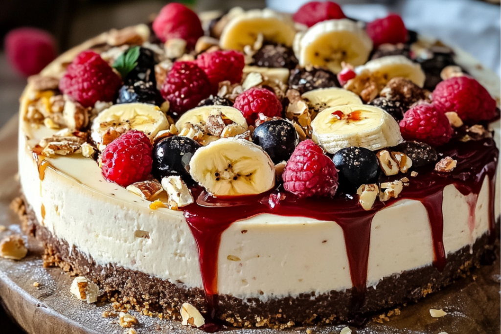 Heavenly No-Bake Banana Split Cheesecake