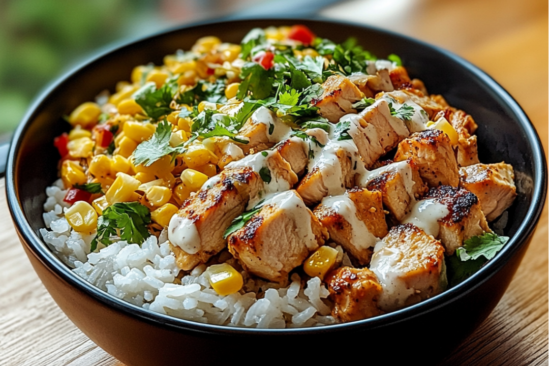 Street Corn Chicken Rice Bowl