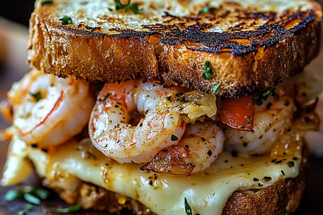 Ultimate Shrimp Grilled Cheese with Garlic Bread