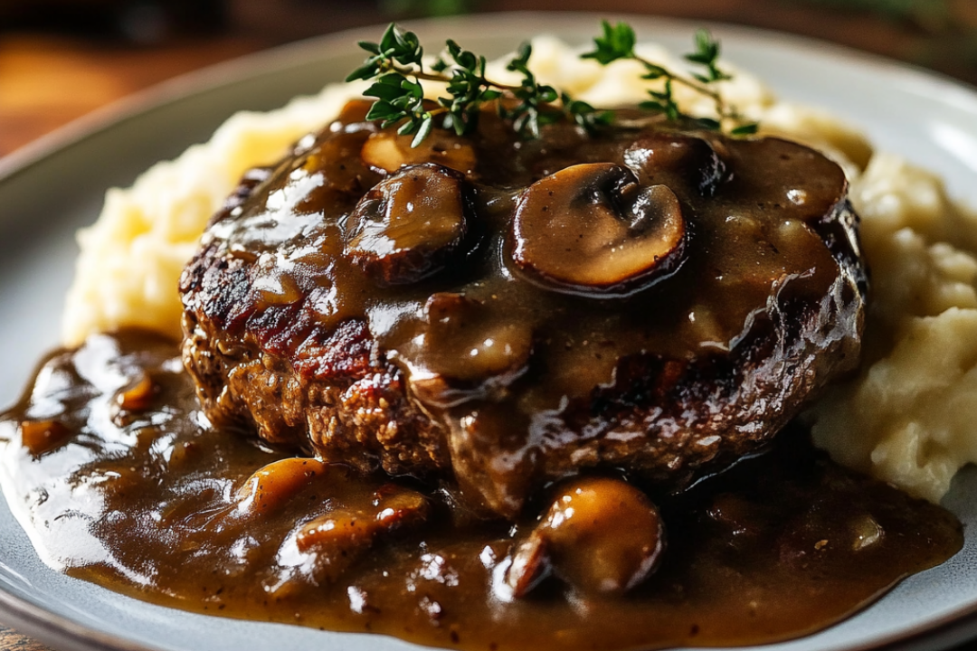 Salisbury Steak with Mushroom Gravy (No Pork)