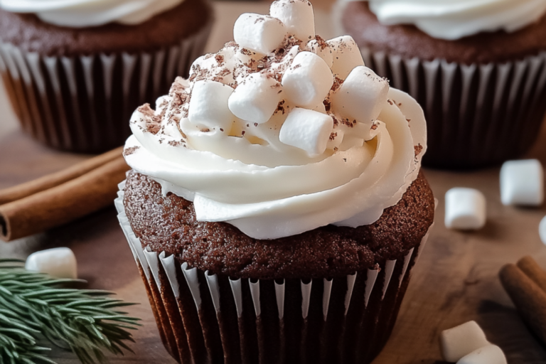 Hot Cocoa Cupcakes with Marshmallow Frosting