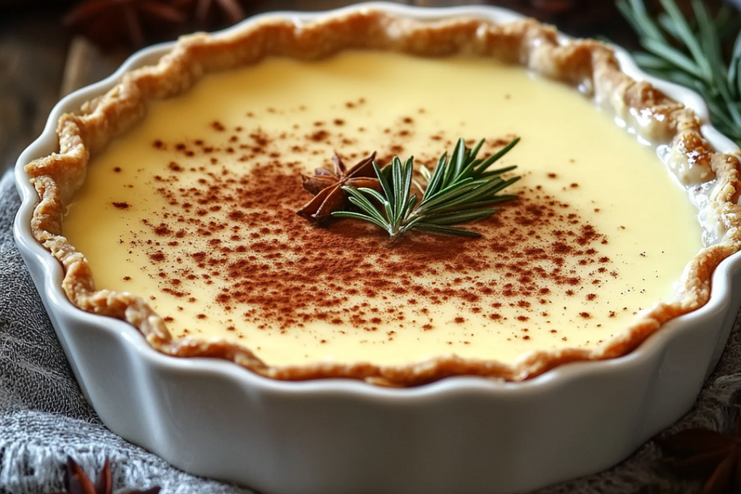 Christmas Eve Cinnamon-Vanilla Creamy Custard Pie