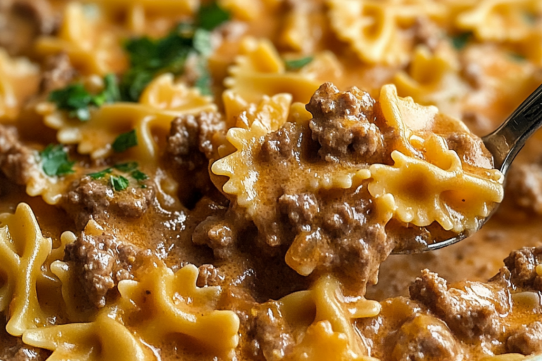 Creamy Velveeta Beef & Bowtie Pasta