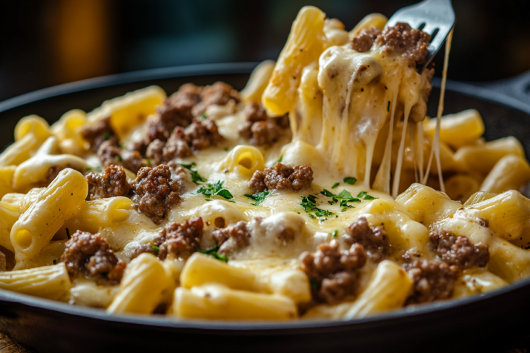 Loaded Cheeseburger Alfredo Pasta