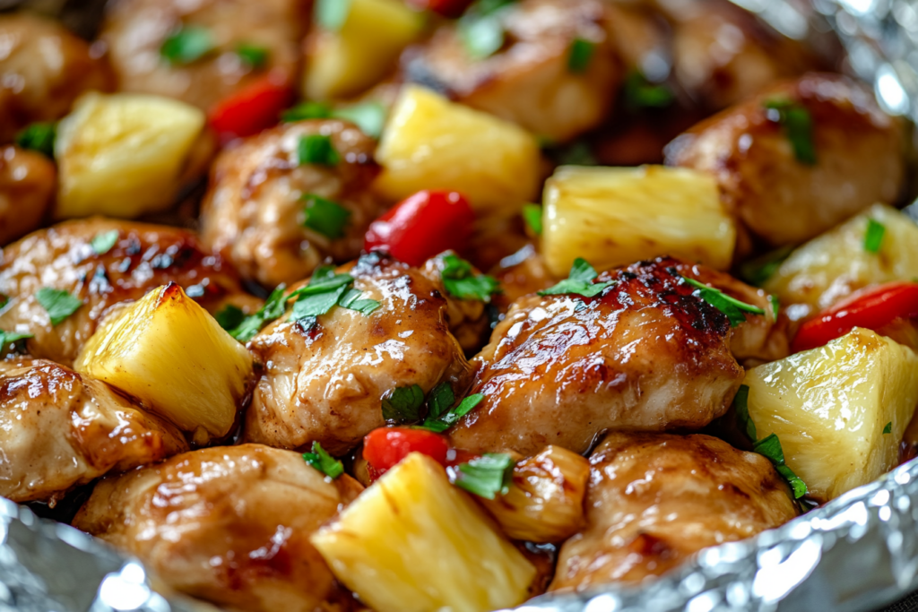 Teriyaki Chicken and Pineapple Foil Packets