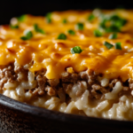 Cheddar-Crusted Ground Beef & Rice Casserole