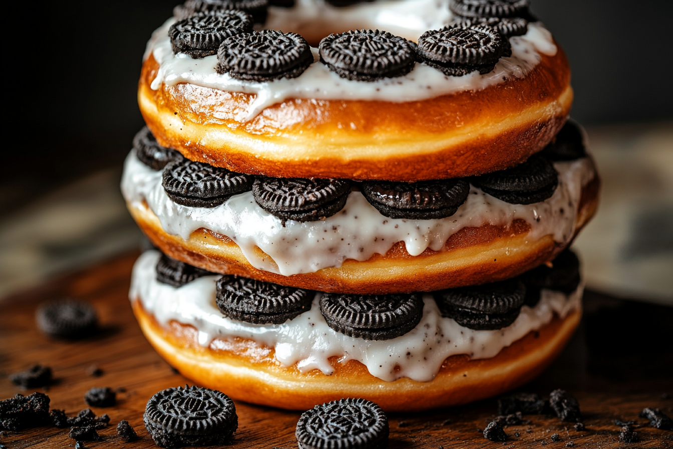 Oreo Cheesecake Stuffed Donut Burger