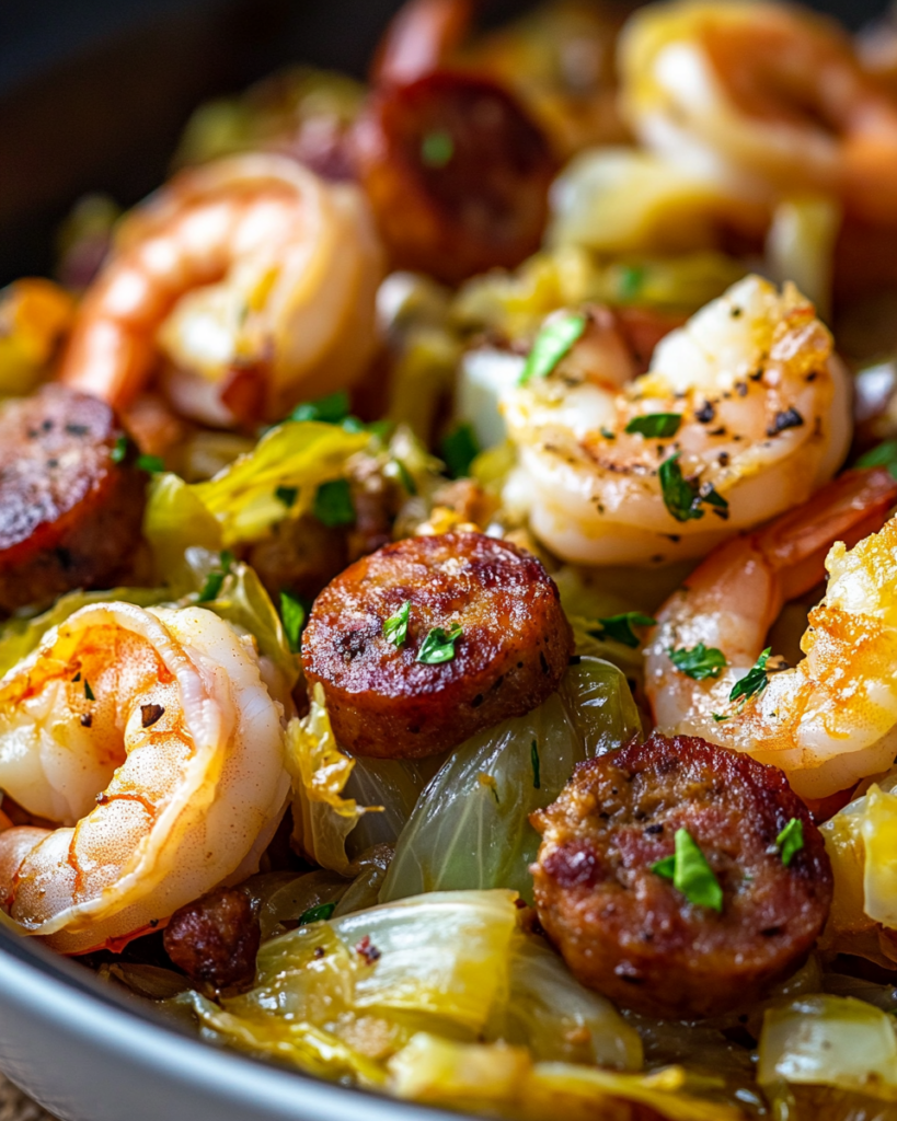 Fried Cabbage with Shrimp & Sausage