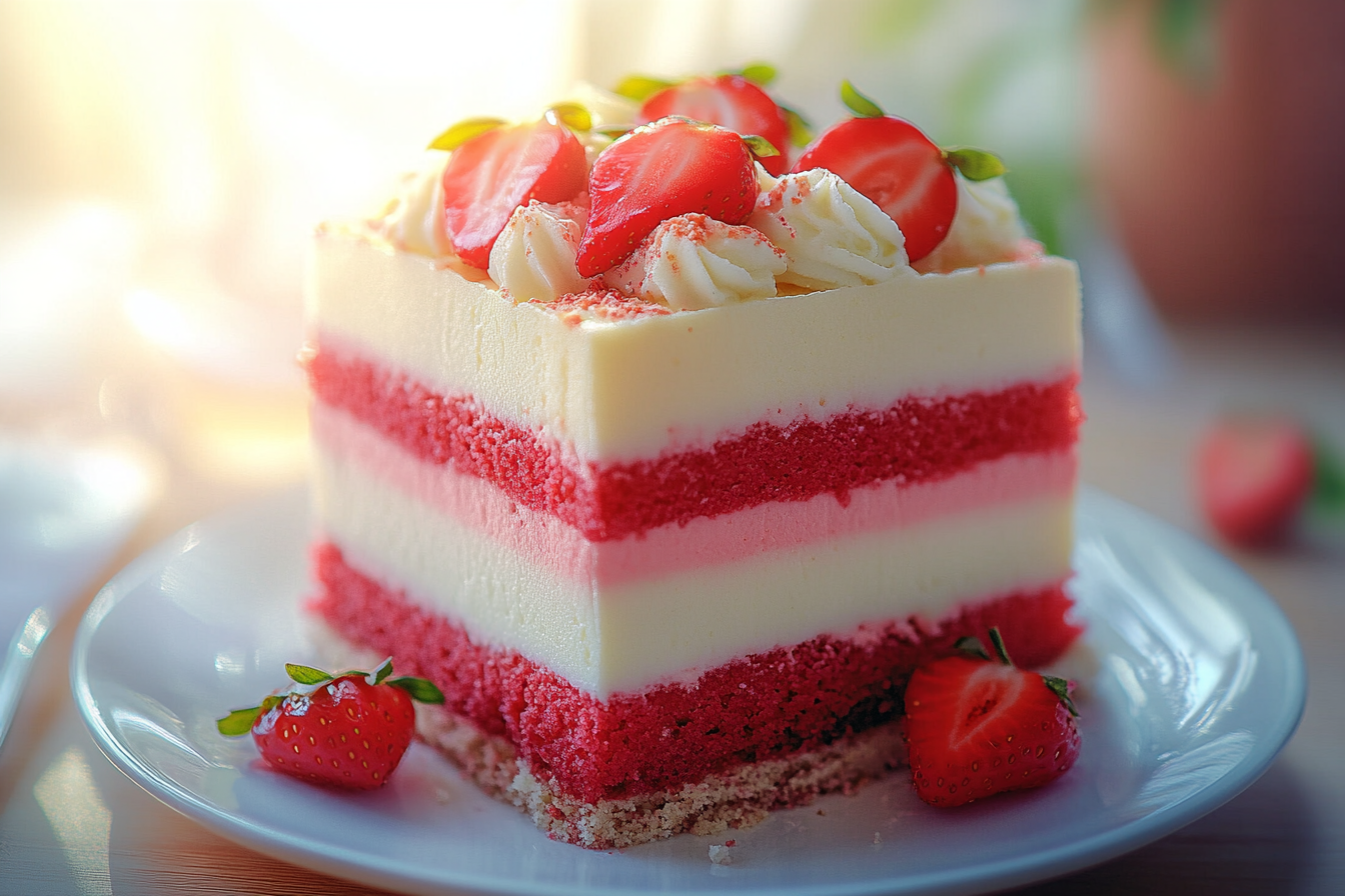 Vanilla Strawberry Ombre Cake