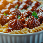 Sweet and Tangy BBQ Meatball Pasta